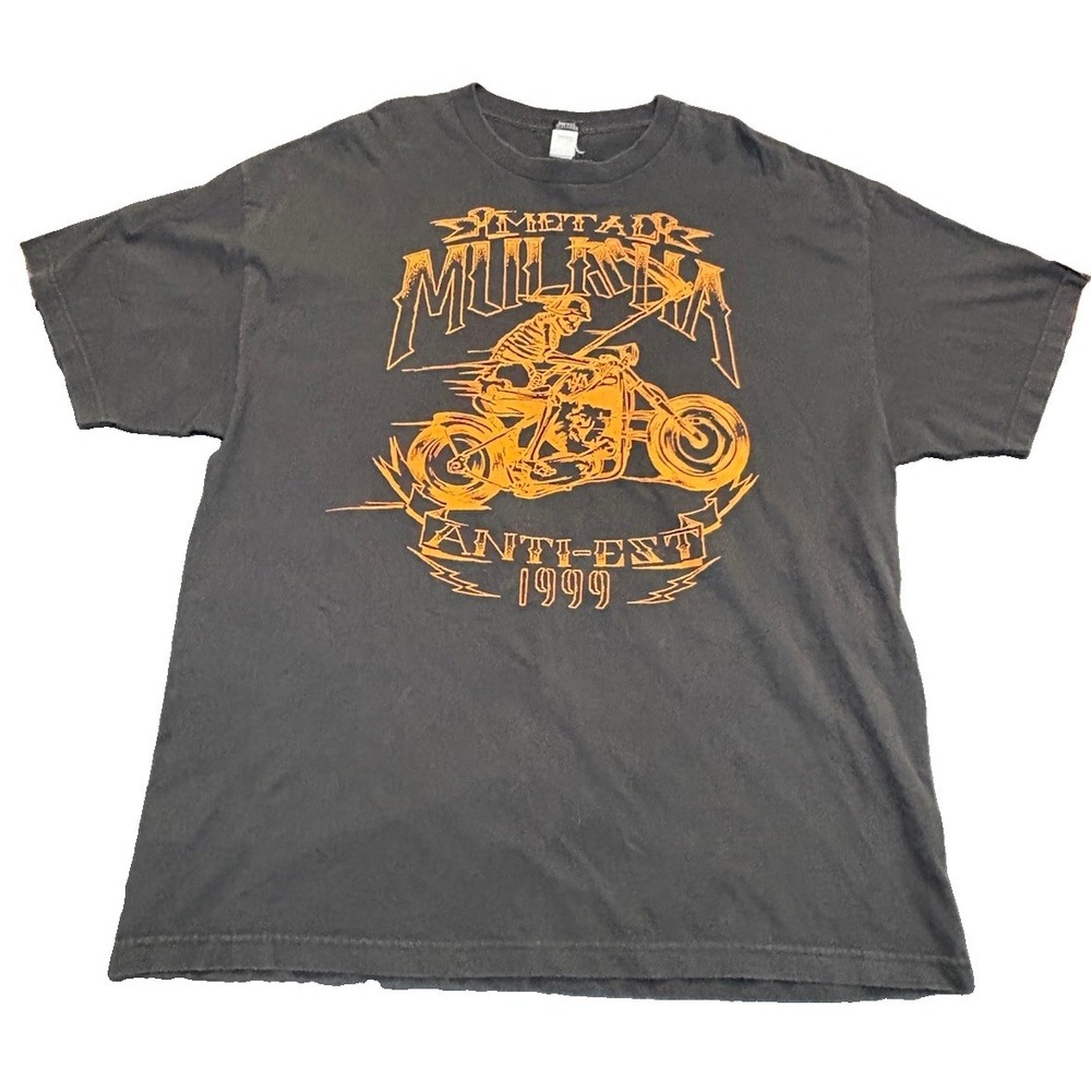 Vintage Y2K Metal Mulisha T-Shirt Mens 2XL Black Motorcycle Skull Motocross